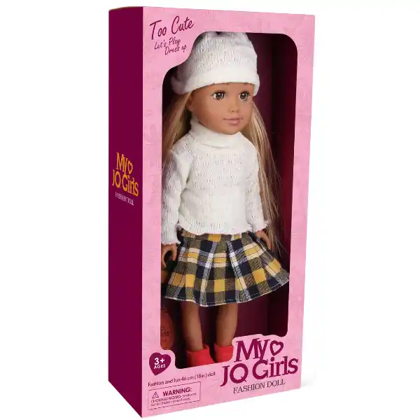 Păpușa în fustă în carouri, 45 cm