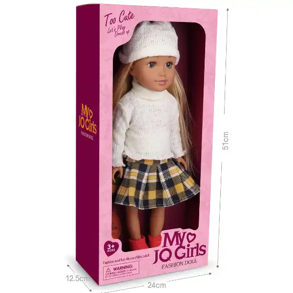 Păpușa în fustă în carouri, 45 cm