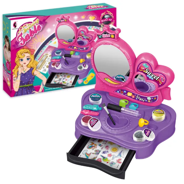 Set de joc “Oglindă de masă cu autocolante și pensule de machiaj”