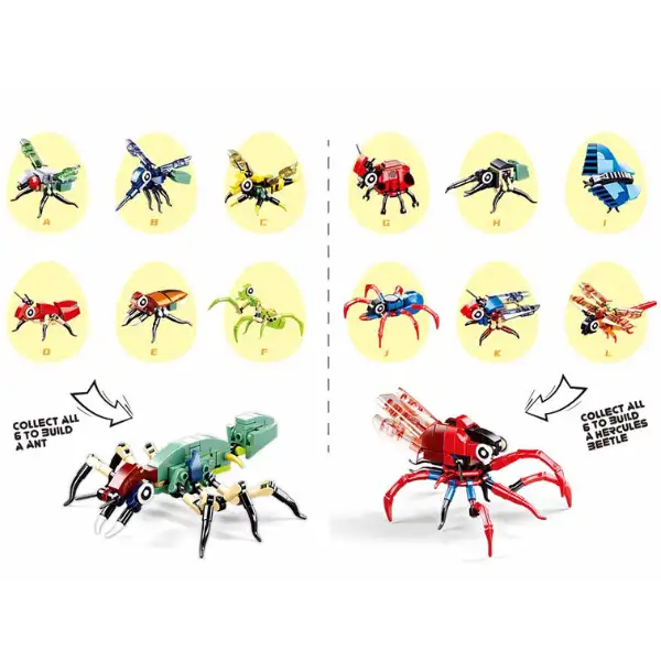 Set-surpriză de construcție ”Insecte”, în ou, de la 40 pînă la 54 elem.