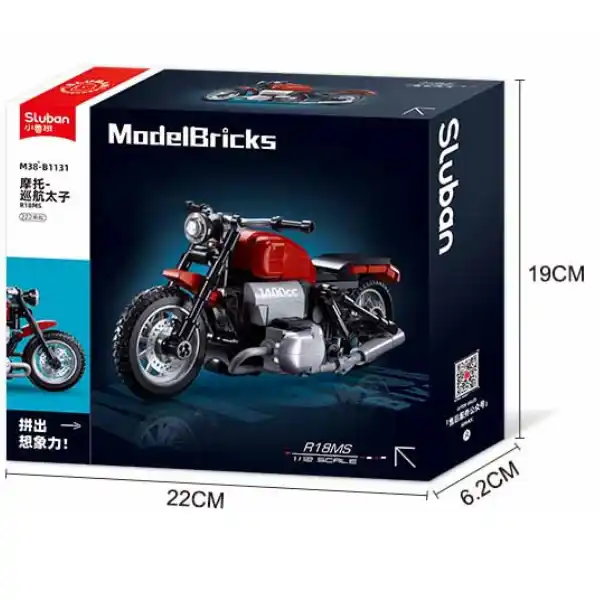 Конструктор “Мотоцикл R18MS”, масштаб 1:12, 222 элем.