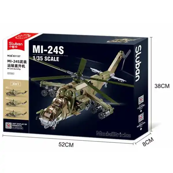 Конструктор “Боевой самолет MI-24S”, масштаб 1:35, 893 элем.