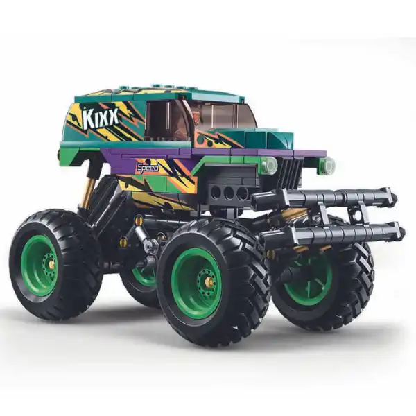 Set de construcție „Monster Truck verde-mov”, cu inerție, 252 elem.