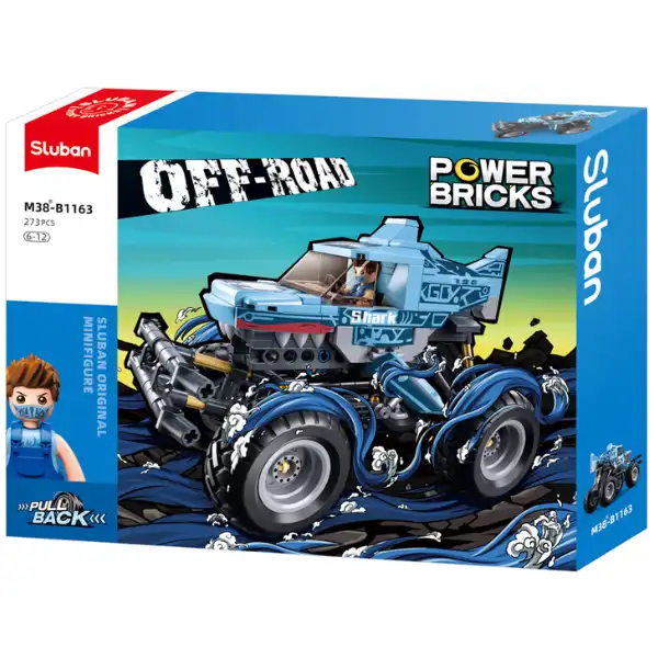 Set de construcție „Monster Truck – Rechinul albastru”, cu inerție, 273 elem.