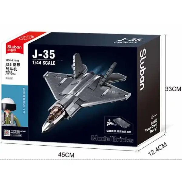 Конструктор “Самолет-невидимка Стелс J35”, масштаб 1:44, 812 элем.