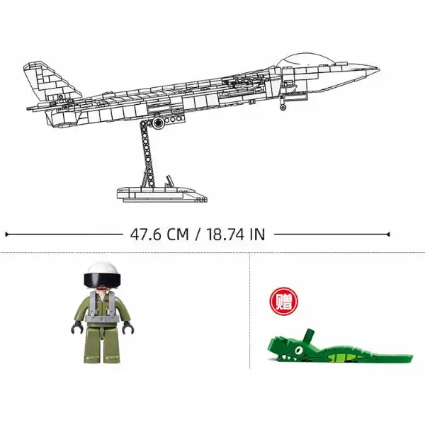 Set de construcție „Avion invizibil Stealth J20SS”, scara 1:44, 953 elem.
