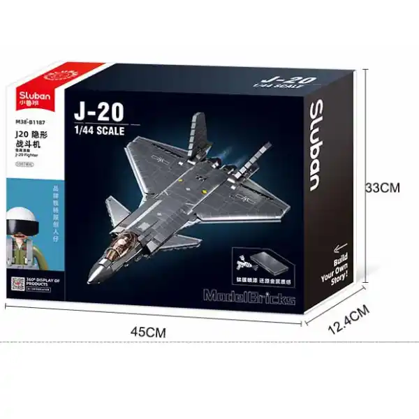 Set de construcție „Avion invizibil Stealth J20SS”, scara 1:44, 953 elem.