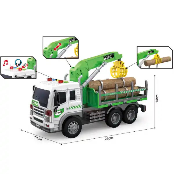 1:16 Грузовик с дровами, инерционный (свет / звук)