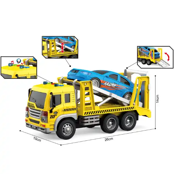1:16 Автовоз с автомобилем, инерционный (свет / звук)