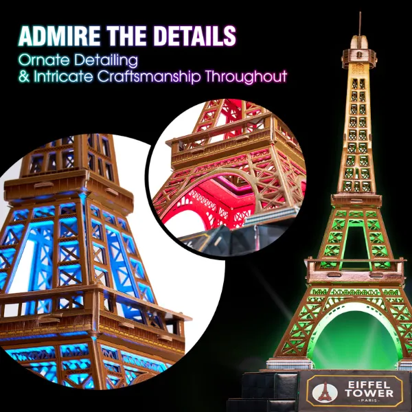 3D Puzzle “Turnul Eiffel” cu iluminare LED, 51 elemente