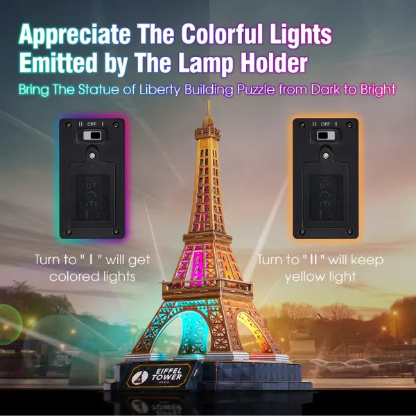 3D Puzzle “Turnul Eiffel” cu iluminare LED, 51 elemente