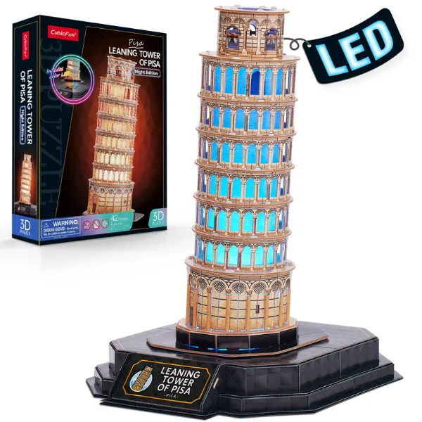3D Puzzle “Turnul din Pisa” cu iluminare LED, 42 elemente