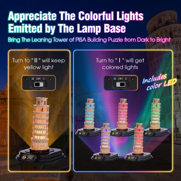 3D Puzzle “Turnul din Pisa” cu iluminare LED, 42 elemente