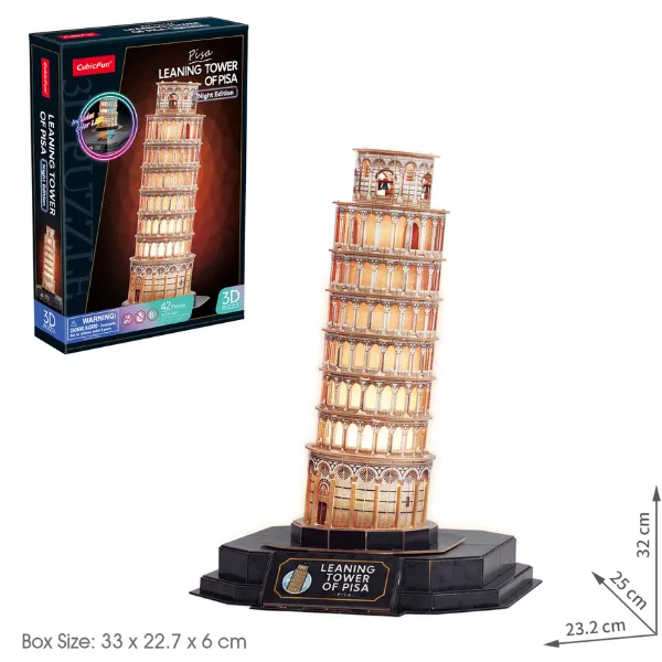 3D Puzzle “Turnul din Pisa” cu iluminare LED, 42 elemente
