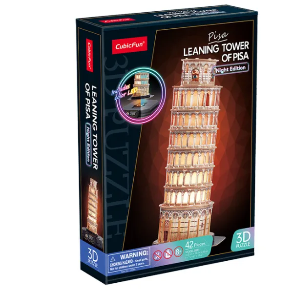3D Puzzle “Turnul din Pisa” cu iluminare LED, 42 elemente