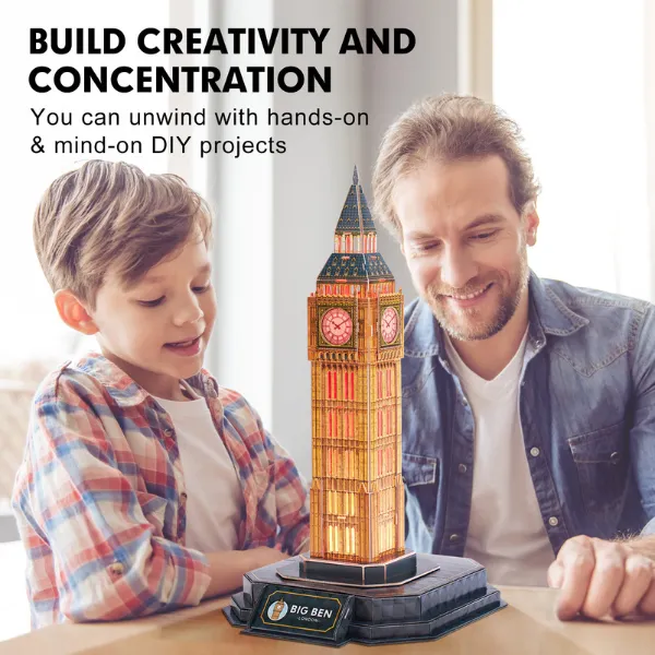 3D Puzzle “Big Ben” cu iluminare LED, 32 elemente