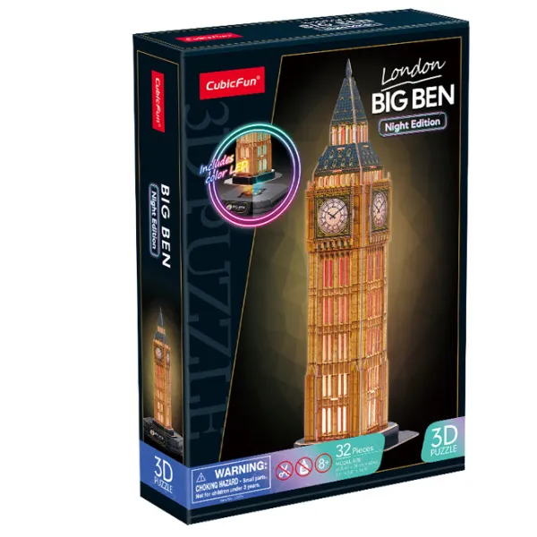 3D Puzzle “Big Ben” cu iluminare LED, 32 elemente