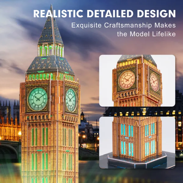 3D Puzzle “Big Ben” cu iluminare LED, 32 elemente