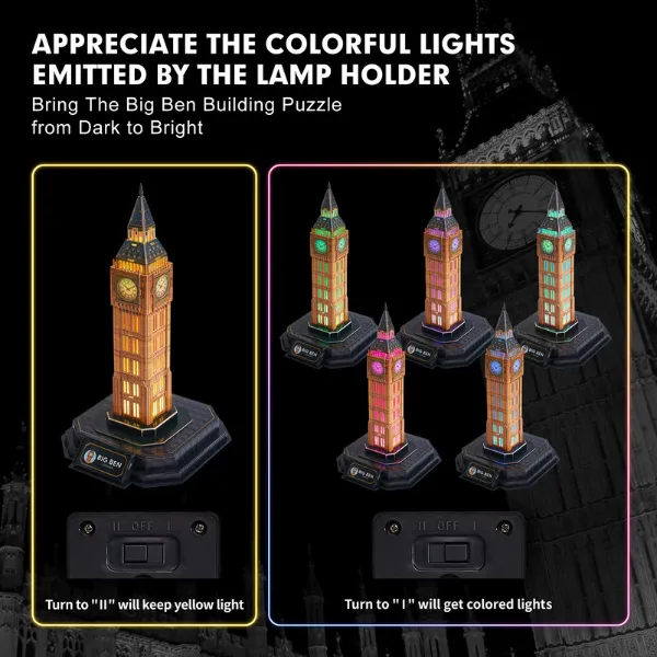3D Puzzle “Big Ben” cu iluminare LED, 32 elemente