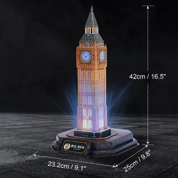 3D Puzzle “Big Ben” cu iluminare LED, 32 elemente