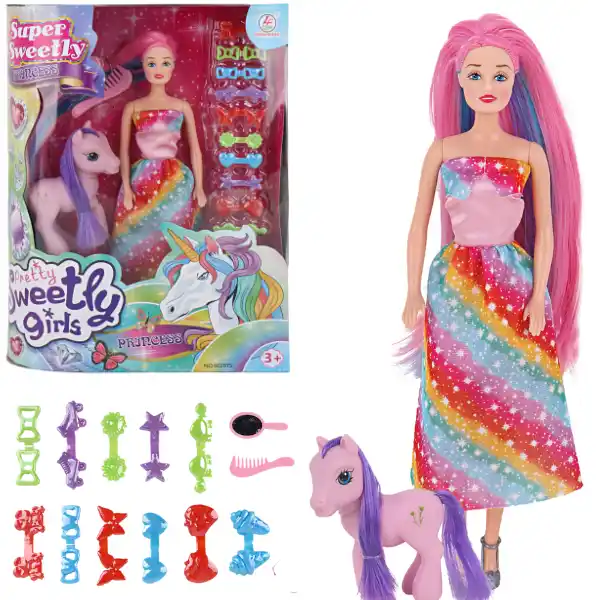 Păpușa cu accesorii pentru păr, 29 cm