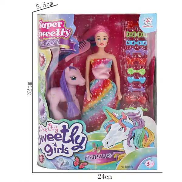 Păpușa cu accesorii pentru păr, 29 cm