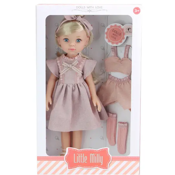 Păpușa „Mica Milly”, în rochie roz 33 cm