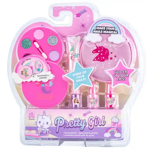 Набор с блеском для губ, блестящими тенями и лаками для ногтей