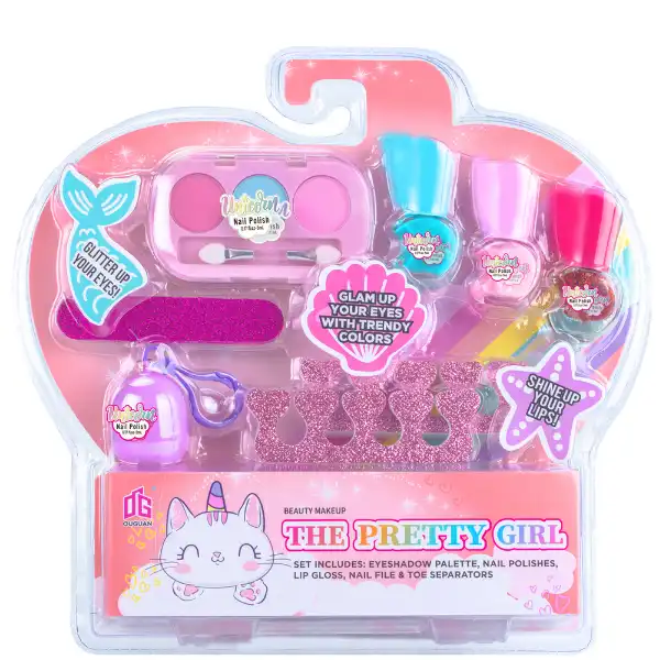 Набор с брелком-блеском для губ, тенями и лаками для ногтей