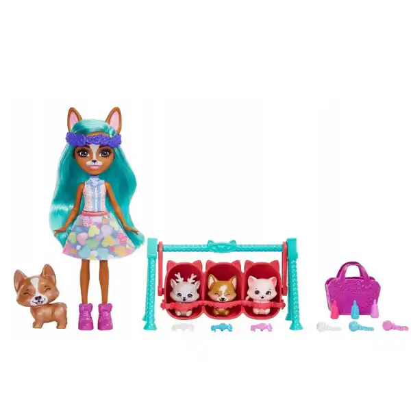 Enchantimals colecția Prietenii bebeluși „Corgi Krizia și Shuo”