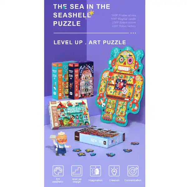 Puzzle cu detalii neobișnuite „Fabrica de roboți”, 226 elem.