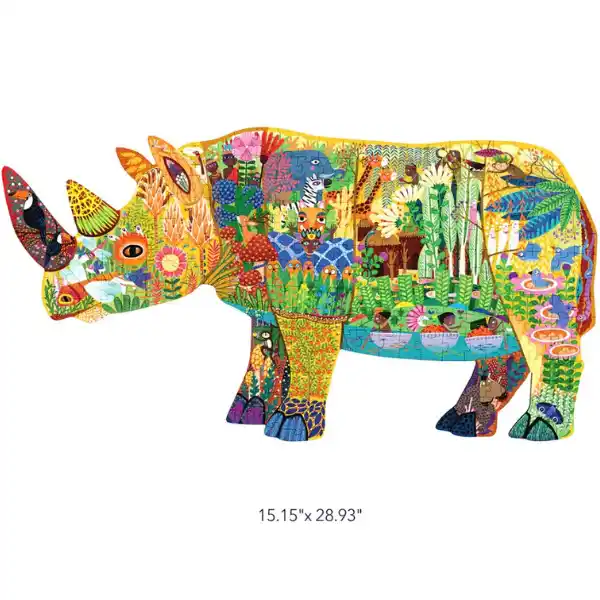 Puzzle cu formă neobișnuită „Rinocerul visător”, 280 de piese.