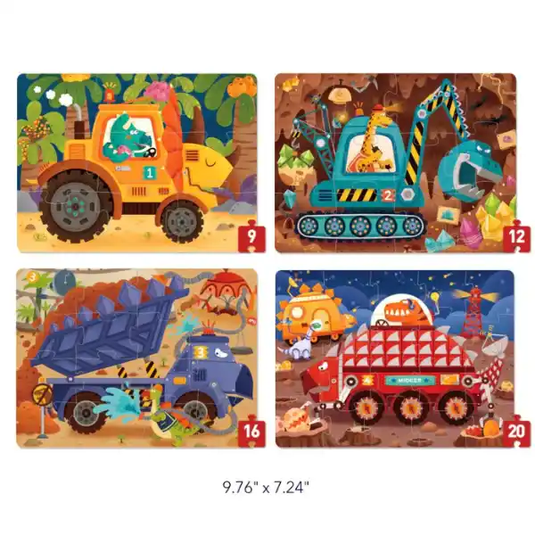 Seria de puzzle-uri „Proiectele dinozaurilor”, 4 în 1, nivelul 2