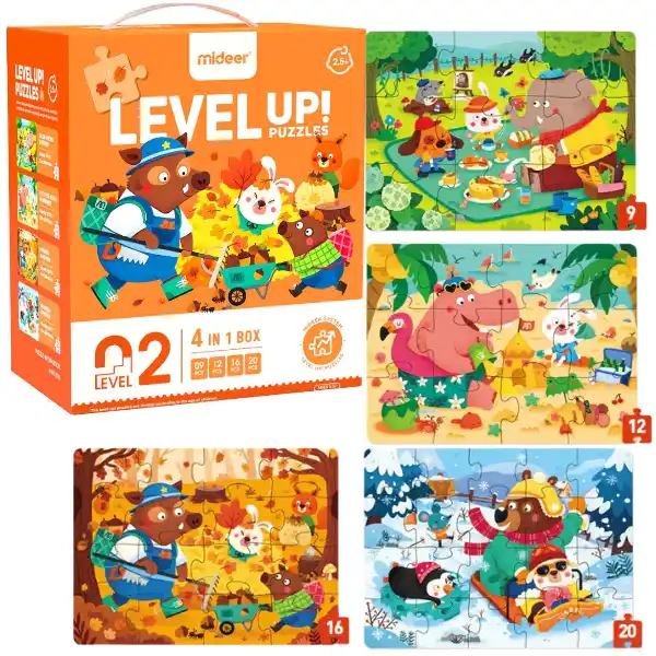Seria de puzzle-uri „Anotimpurile pădurii”, 4 în 1, nivelul 2