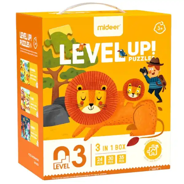 Seria de puzzle-uri „Scene cu animale”, 3 în 1, nivelul 3