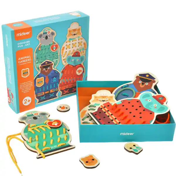 Детская игра-шнуровка “Животные”, 8 частей