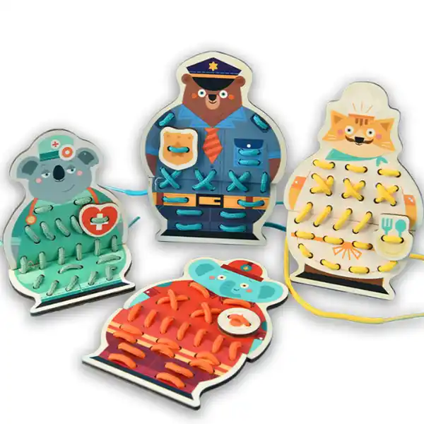 Детская игра-шнуровка “Животные”, 8 частей