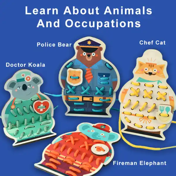 Детская игра-шнуровка “Животные”, 8 частей