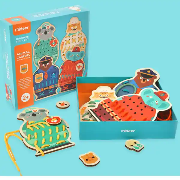 Детская игра-шнуровка “Животные”, 8 частей