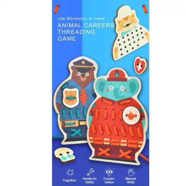 Детская игра-шнуровка “Животные”, 8 частей