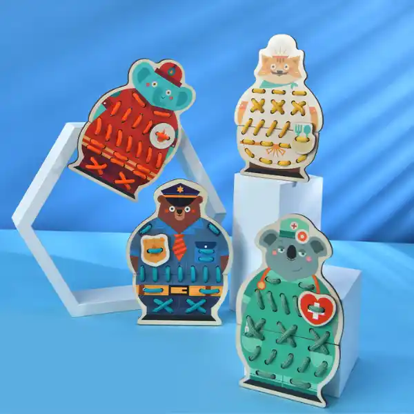 Детская игра-шнуровка “Животные”, 8 частей