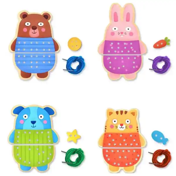 Детская игра-шнуровка “Веселые зверушки”, 8 частей