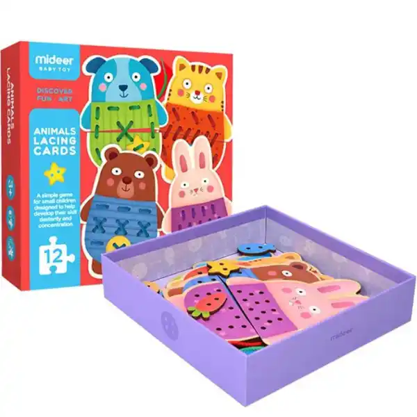 Детская игра-шнуровка “Веселые зверушки”, 8 частей