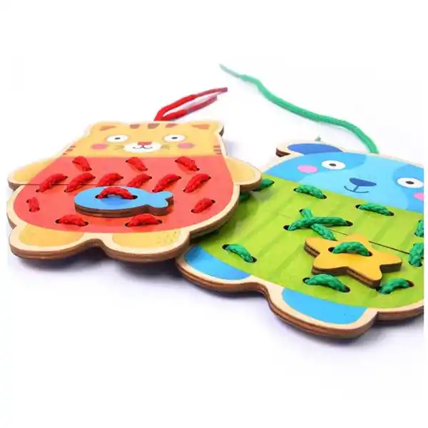 Детская игра-шнуровка “Веселые зверушки”, 8 частей