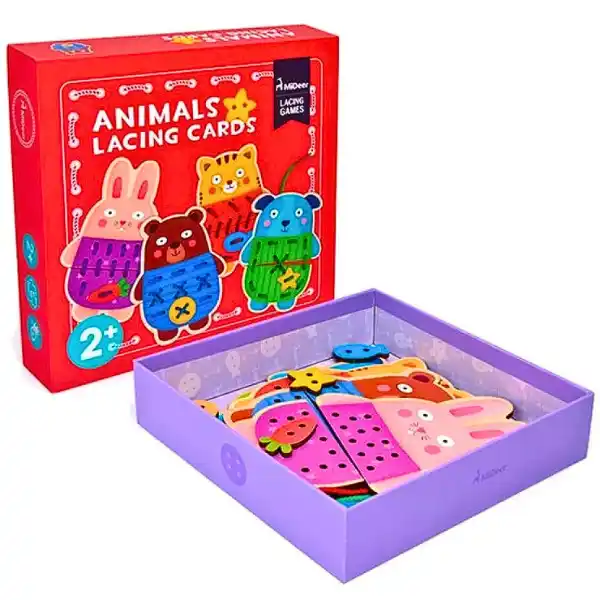 Детская игра-шнуровка “Веселые зверушки”, 8 частей