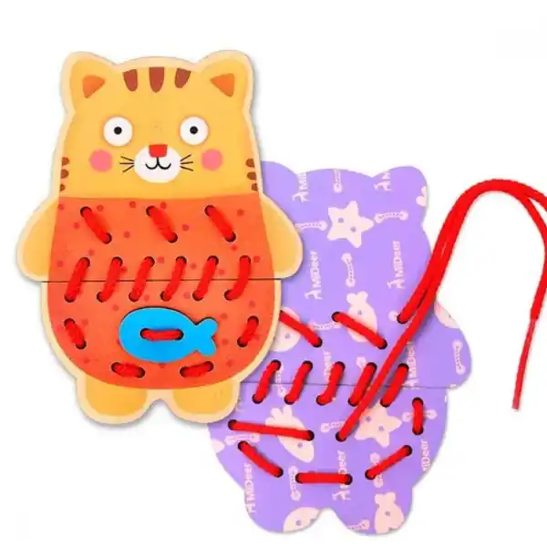 Детская игра-шнуровка “Веселые зверушки”, 8 частей