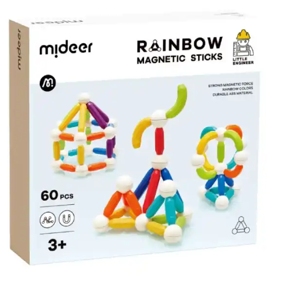 Магнитный конструктор “Радужные цилиндры”, 60 шт.