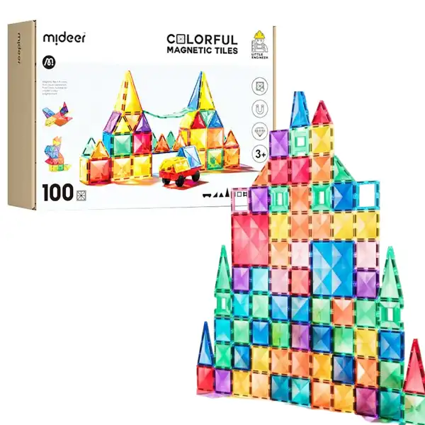 Set multicolor de construcție magnetic, 100 buc.