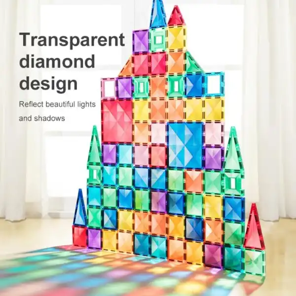 Set multicolor de construcție magnetic, 100 buc.