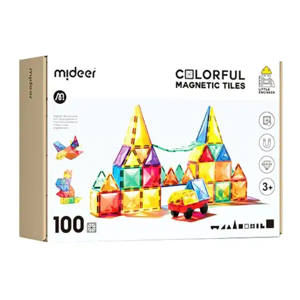 Set multicolor de construcție magnetic, 100 buc.